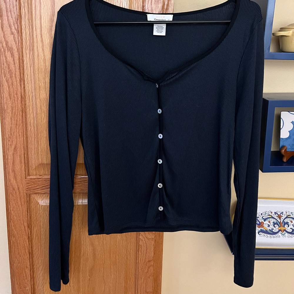 Long Sleeve Blue Crop Top